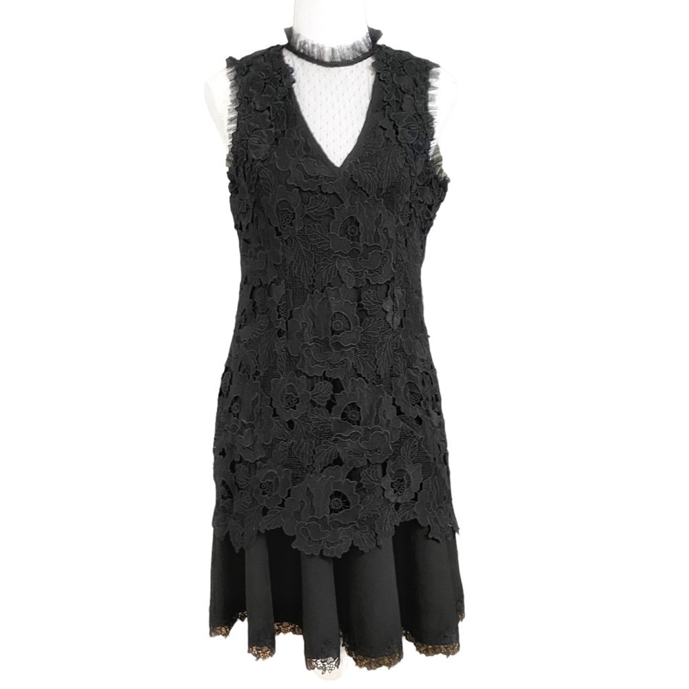 Heartloom BLACK LACE MESH SLEEVELESS LAYERED FORMAL COCKTAIL DRESS